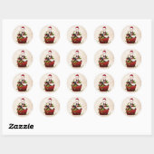 Kerst Cupcake Santa Sticker (Vel)