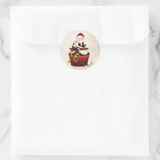 Kerst Cupcake Santa Sticker (Tas)