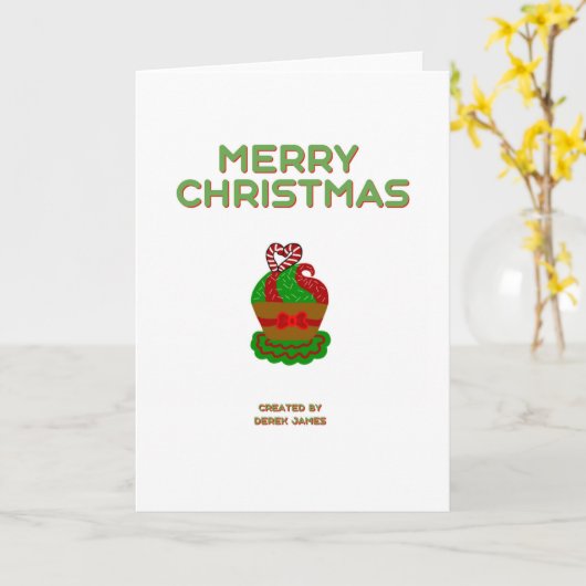 Kerst Cupcake Standard-Size Wenskaart Kaart (Gele Bloem)