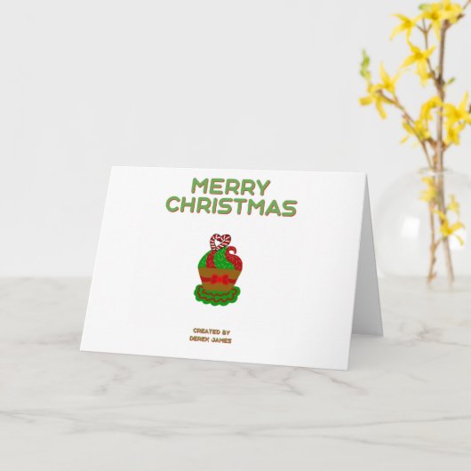 Kerst Cupcake Standard-Size Wenskaart Kaart (Gele Bloem)