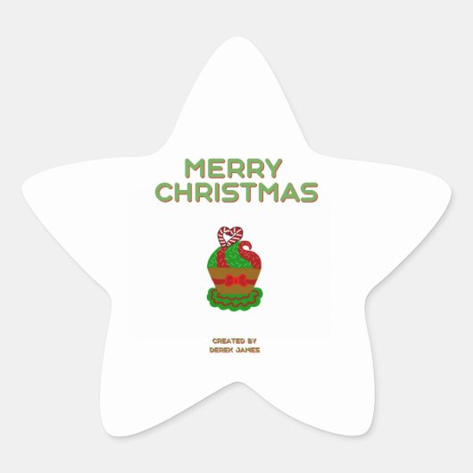 Kerst Cupcake Star Sticker (Voorkant)
