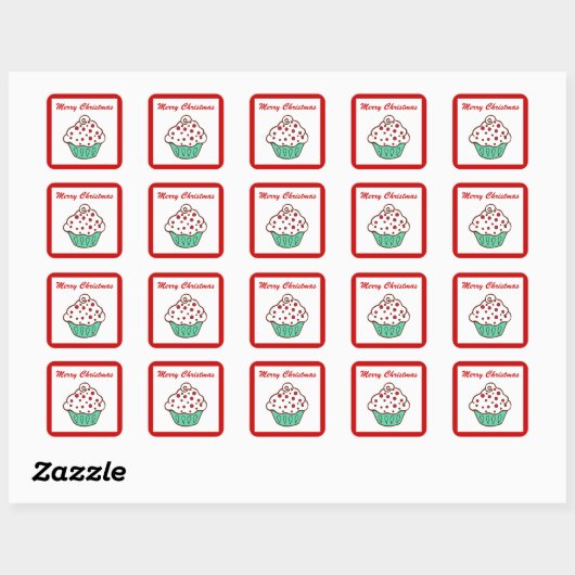 Kerst Cupcake Stickers (Vel)