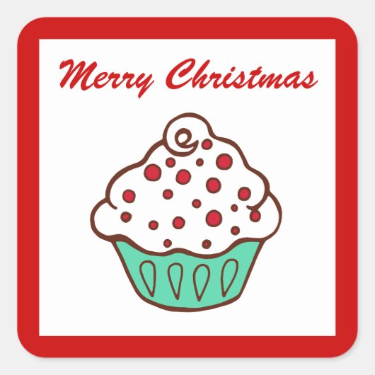 Kerst Cupcake Stickers (Voorkant)