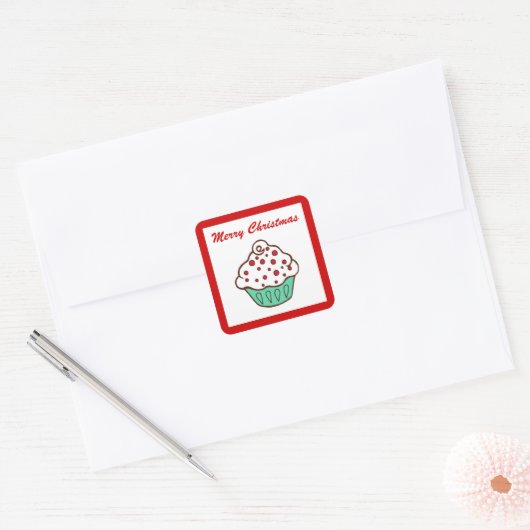 Kerst Cupcake Stickers (Envelop)