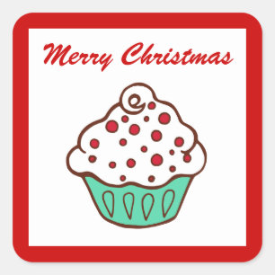 Kerst Cupcake Stickers
