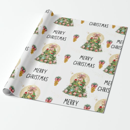 Kerst Cupcake Tree Cadeaupapier (Uitgerold)