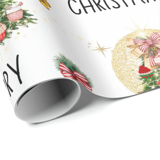 Kerst Cupcake Tree Cadeaupapier (Rol Hoek)