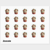 Kerst Cupcake Vakanties Ronde Sticker (Vel)