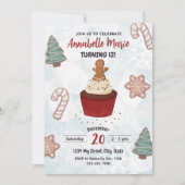 Kerst Cupcake Verjaardag Uitnodiging (Voorkant)