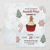 Kerst Cupcake Verjaardag Uitnodiging (Voorkant / Achterkant)