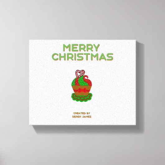 Kerst Cupcake verpakt Canvas Afdruk (Voorkant)