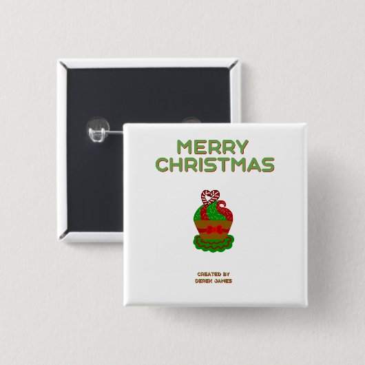 Kerst Cupcake Vierkante Button (Voorkant /achterkant)