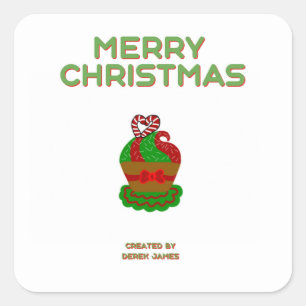 Kerst Cupcake Vierkante Sticker