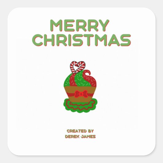 Kerst Cupcake Vierkante Sticker (Voorkant)