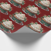 Kerst Cupcake Wit Frosting Holly Red Berries Cadeaupapier (Hoek)