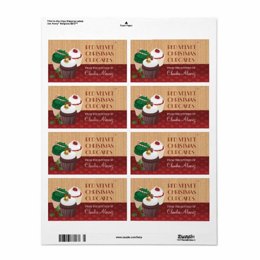 Kerst Cupcakes bakken Etiket (Full Sheet)
