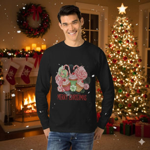 Kerst Cupcakes en Snoep Prettig Kerstfeest T-shirt