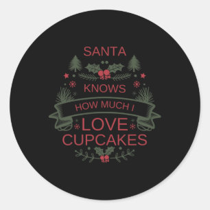 Kerst Cupcakes Liefhebber Shirt Voor Comfort Foodi Ronde Sticker