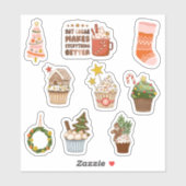 Kerst cupcakes & meer plakboek briefpapier sticker (Vel)