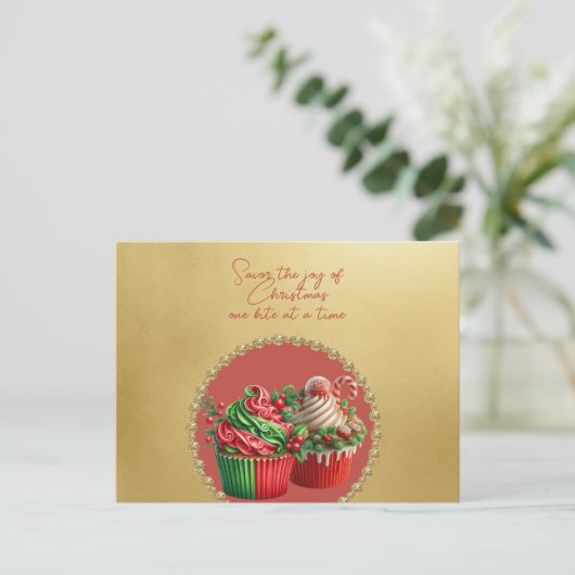 Kerst Cupcakes Proef de Vreugde Briefkaart (Staand voorkant)