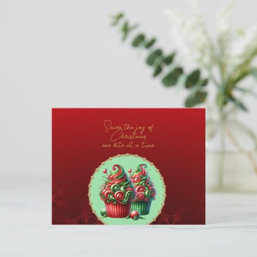 Kerst Cupcakes Proef de vreugde Briefkaart (Staand voorkant)