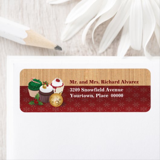 Kerst Cupcakes retouradres Etiket (Insitu)