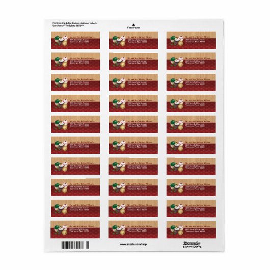 Kerst Cupcakes retouradres Etiket (Full Sheet)