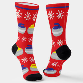 Kerst Curling Stones en Sneeuwvlokken Ice Sport Sokken