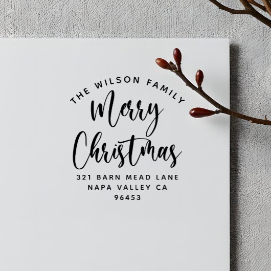 Kerst Curved Familienaam & Retour Adres Rubberstempel