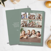 Kerst Custom 7 Familie Foto Collage Sage Green Feestdagenkaart