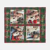 Kerst Custom Family 4 Afbeelding Holiday Plaid Fleece Deken (Voorkant (Horizontaal))