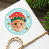 Kerst Custom Foto Feestelijke Elf Pet Funny Blue Ronde Sticker