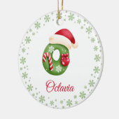 Kerst Custom Initiaal Monogram Familie Initialen Keramisch Ornament (Links)