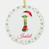 Kerst Custom Initiaal Monogram Familie Keepsake Keramisch Ornament (Voorkant)
