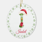 Kerst Custom Initiaal Monogram Familie Keepsake Keramisch Ornament (Links)