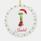 Kerst Custom Initiaal Monogram Familie Keepsake Keramisch Ornament (Achterkant)