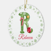 Kerst Custom Initiaal Monogram Familie Keepsake Keramisch Ornament (Links)