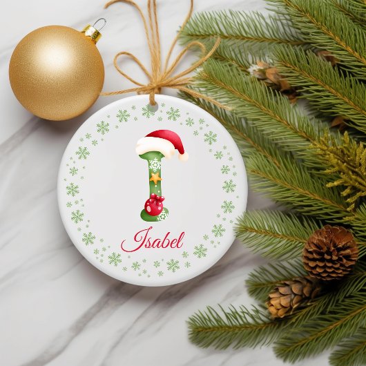 Kerst Custom Initiaal Monogram Familie Keepsake Keramisch Ornament