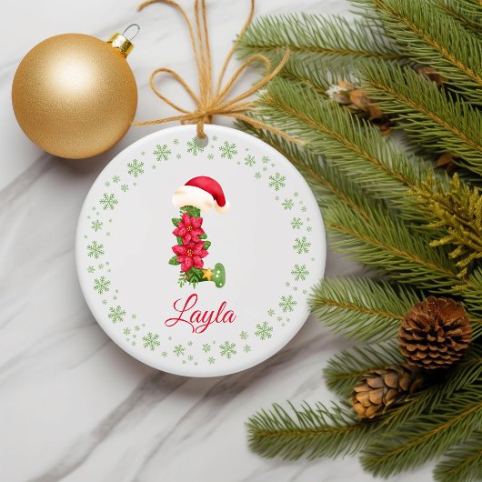 Kerst Custom Initiaal Monogram Familie Keepsake Keramisch Ornament