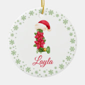Kerst Custom Initiaal Monogram Familie Keepsake Keramisch Ornament (Voorkant)