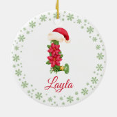 Kerst Custom Initiaal Monogram Familie Keepsake Keramisch Ornament (Achterkant)
