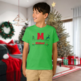Kerst Custom Monogram & Naam Kinder T-shirt