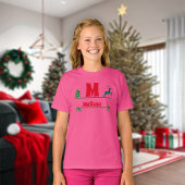 Kerst Custom Monogram & Naam Kinder T-shirt