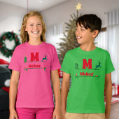 Kerst Custom Monogram & Naam Kinder T-shirt