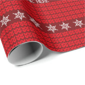 Kerst Custom Naam Rood Wit Gebreide Trui Cadeaupapier (Rol Hoek)