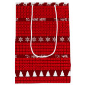 Kerst Custom Naam Rood Wit Gebreide Trui Medium Cadeauzakje (Achterkant)