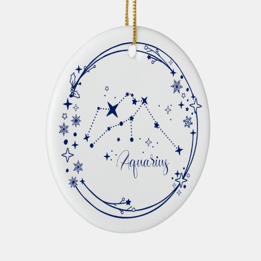 Kerst Custom Naam Waterman Zodiac Sign Blauw Keramisch Ornament (Rechts)