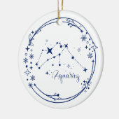 Kerst Custom Naam Waterman Zodiac Sign Blauw Keramisch Ornament (Links)