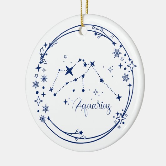 Kerst Custom Naam Waterman Zodiac Sign Blauw Keramisch Ornament (Links)