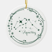 Kerst Custom Naam Waterman Zodiac Sign Groen Keramisch Ornament (Voorkant)